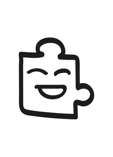 Eckpuzzleteil mit fröhlichem Gesicht