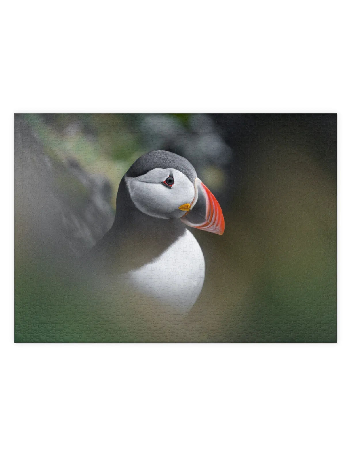 Mockup eines Puzzle eines Papageitaucher der Westmännerinseln