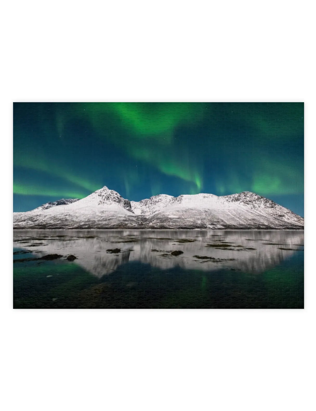 Mockup eines Puzzle der Polarlichter über Skjervøy
