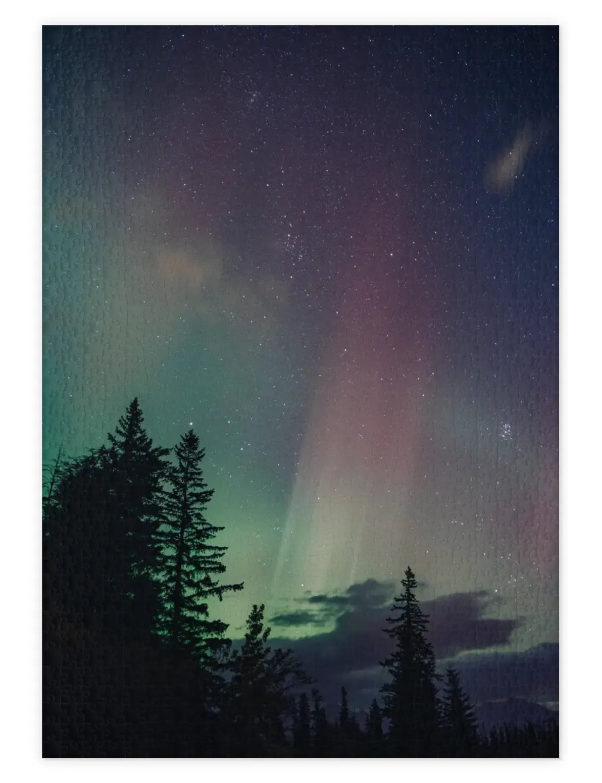 Mockup eines Puzzle von Polarlichtern über Kanada