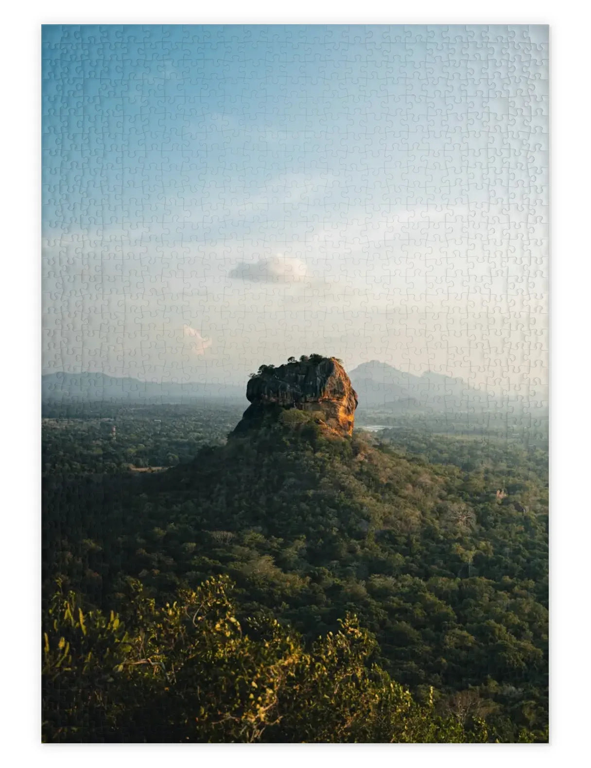 Mockup eines Puzzle einer Felsformation im Wald Sri Lankas