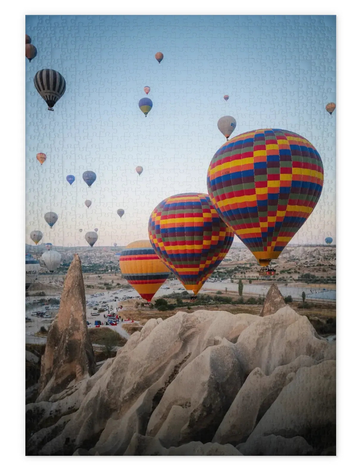 Mockup eines Puzzle von Heißluftballons in der Türkei