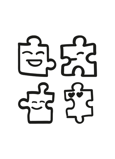 Vier Puzzleteile